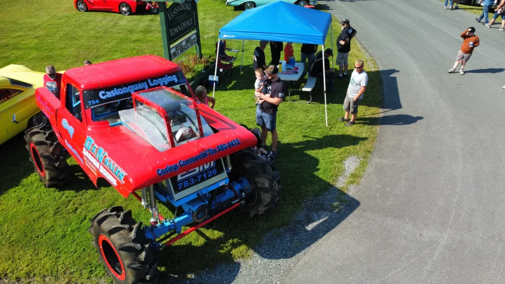 Mud truck displayed at Freddie's Cruise-In 2023 in Vassalboro, Maine.