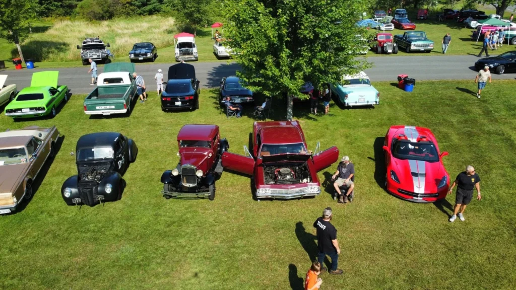 Second drone view of the Freddie's Cruise-In 2023 show field.