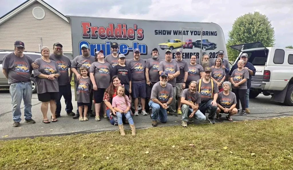 Freddie's Cruise-In volunteers and crew gathered for a group photo at the 2025 show.